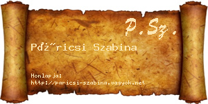 Páricsi Szabina névjegykártya